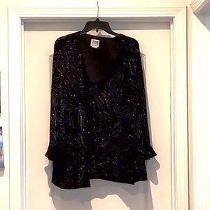 R and D Richards Black beaded 2 in 1 top with ¾ sleeves  Size 18 W